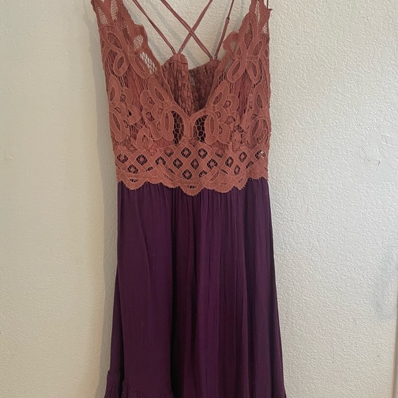 Free People Plum and Coral Mini Dress - Picture 5 of 8